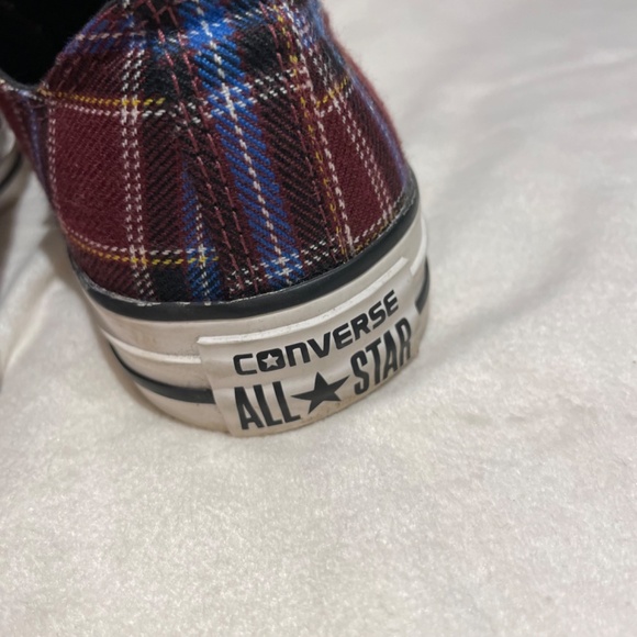 Converse Women’s Chuck Taylor All Star Burgundy and Black Plaid Low Tops - Sz 7 - Picture 7 of 13